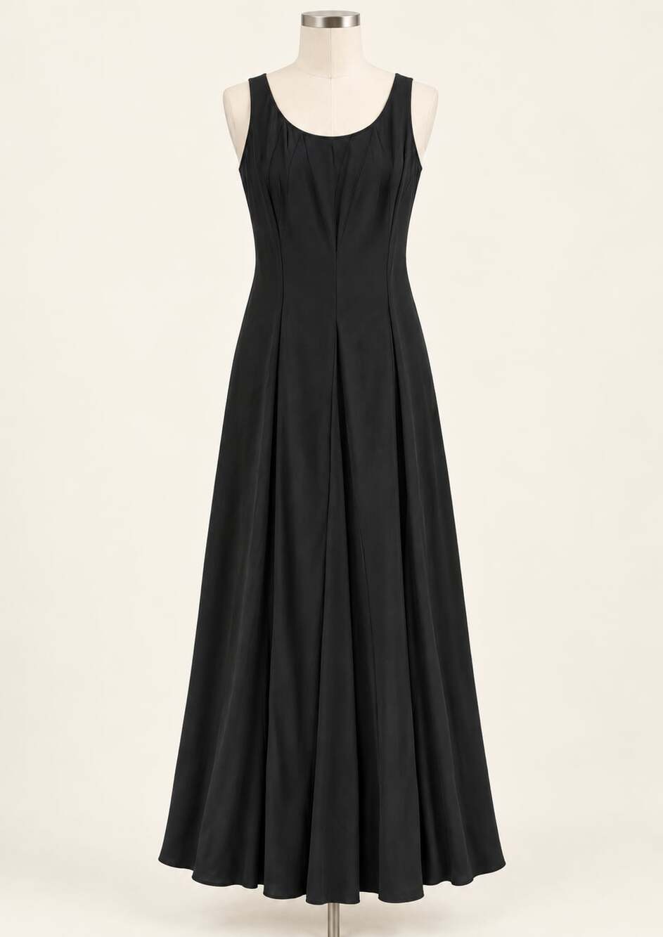 Eileen Fisher 100% Silk Black Sleeveless Maxi Dress Size M Minimalist